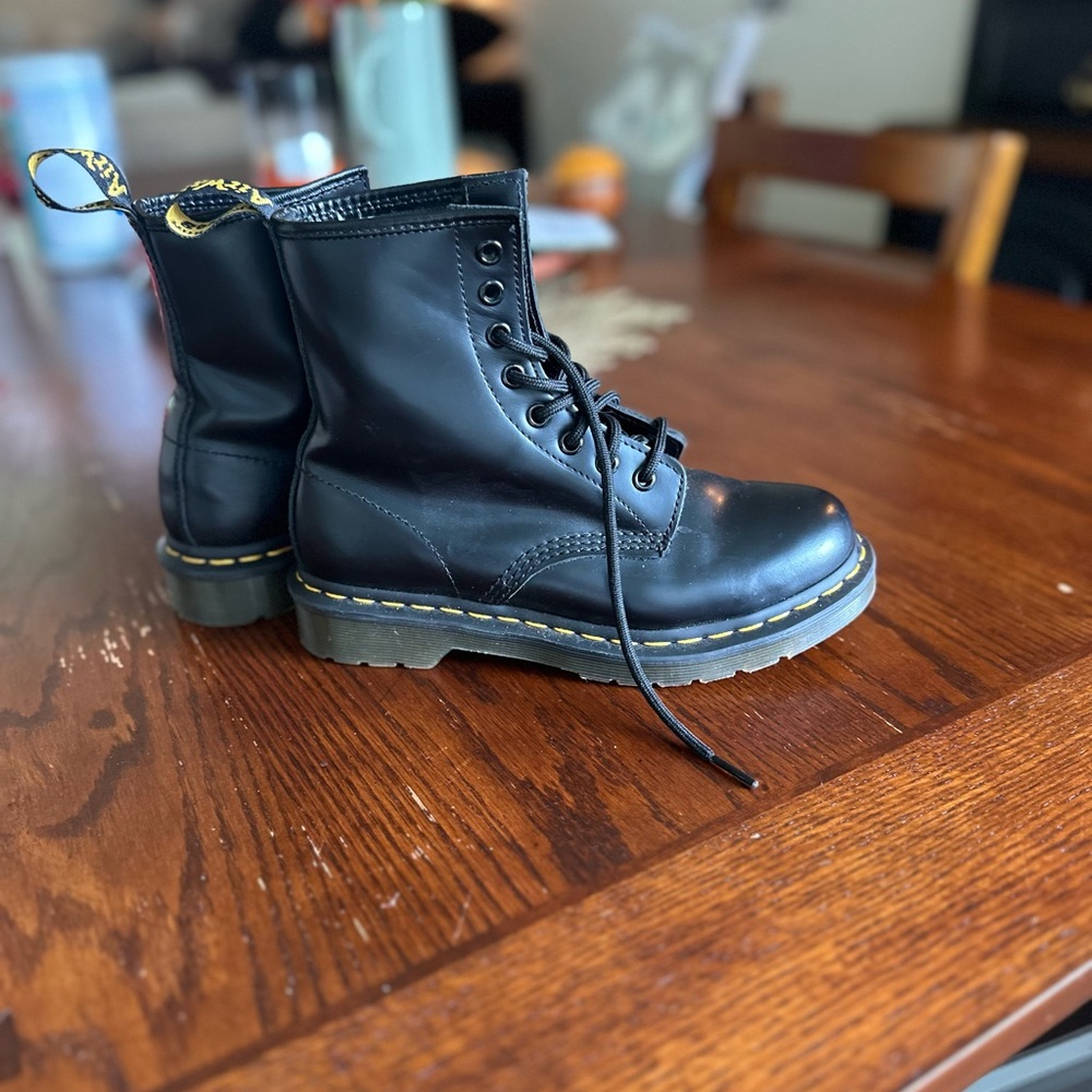 Black dr. Martens Leather Lace-Up Boots